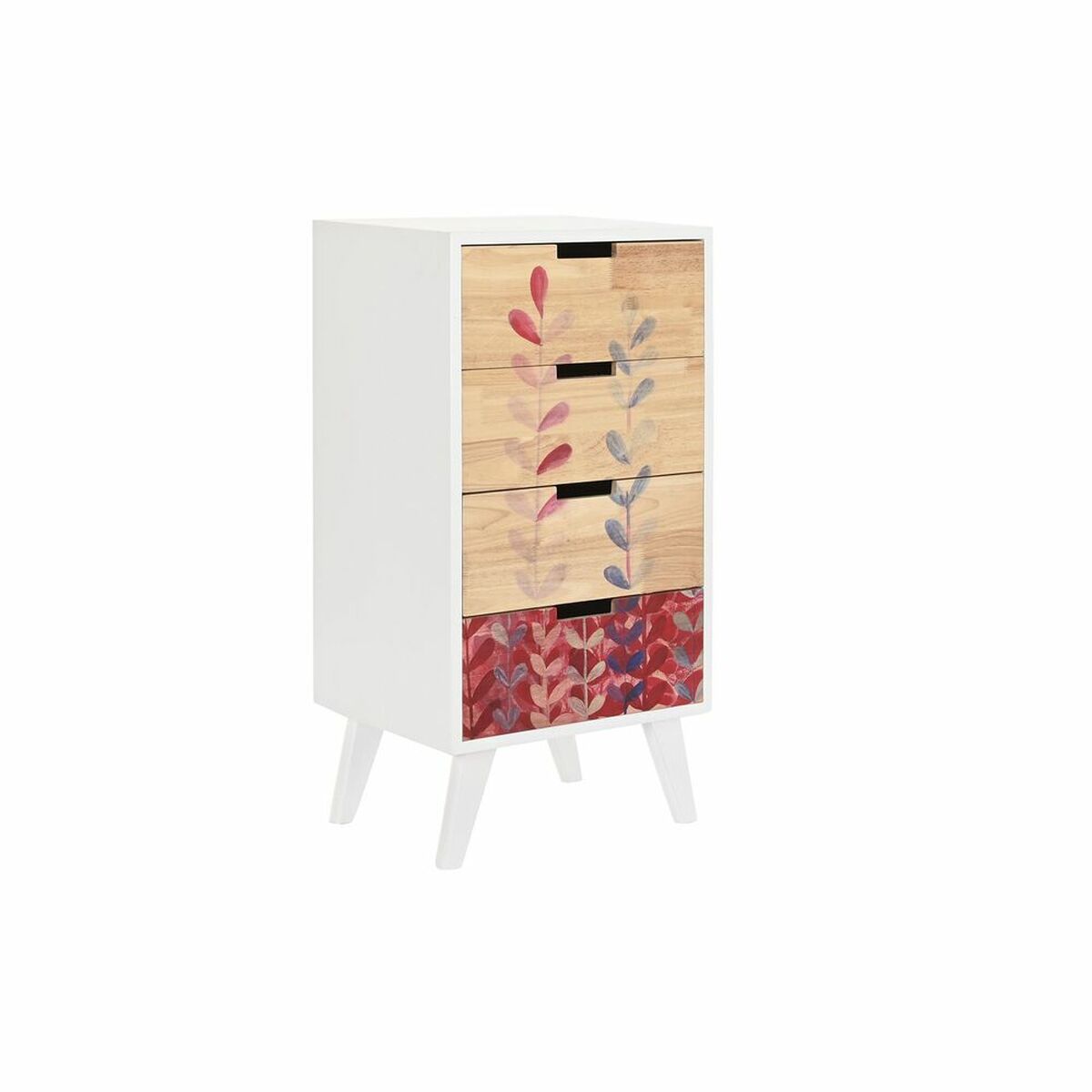 Byrå DKD Home Decor Vit Rödbrun Naturell Gummiträ Paulowniaträ 40 x 30 x 78 cm