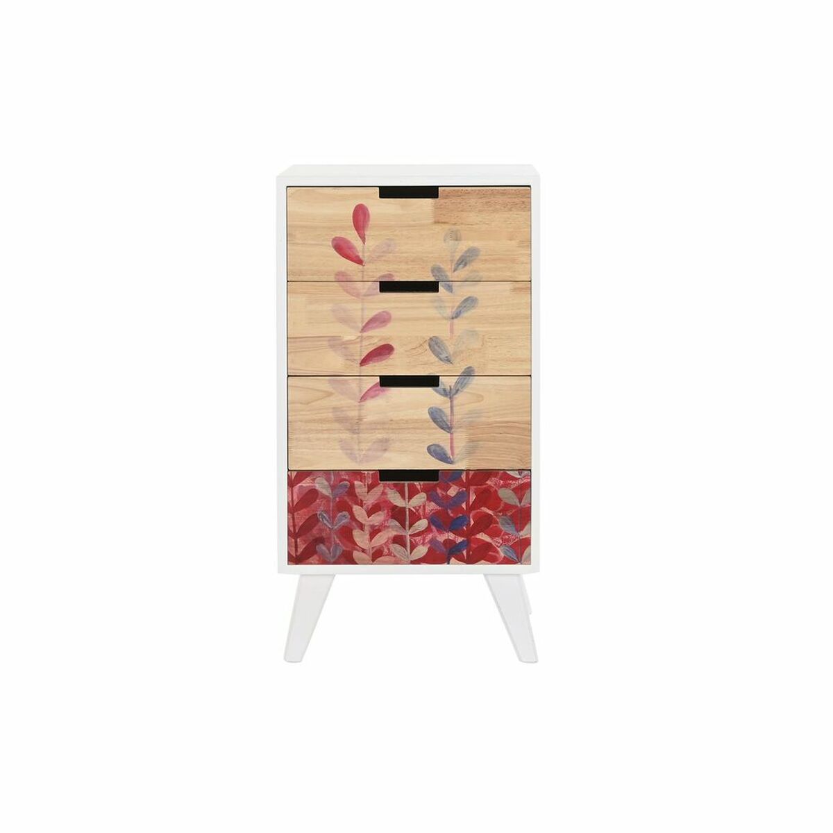Byrå DKD Home Decor Vit Rödbrun Naturell Gummiträ Paulowniaträ 40 x 30 x 78 cm - 2