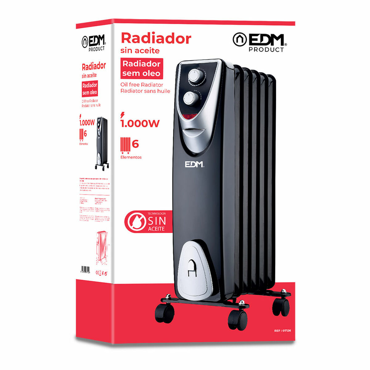 Värmeelement EDM 07126 Black Edition Svart/Grå 1000 W - 3