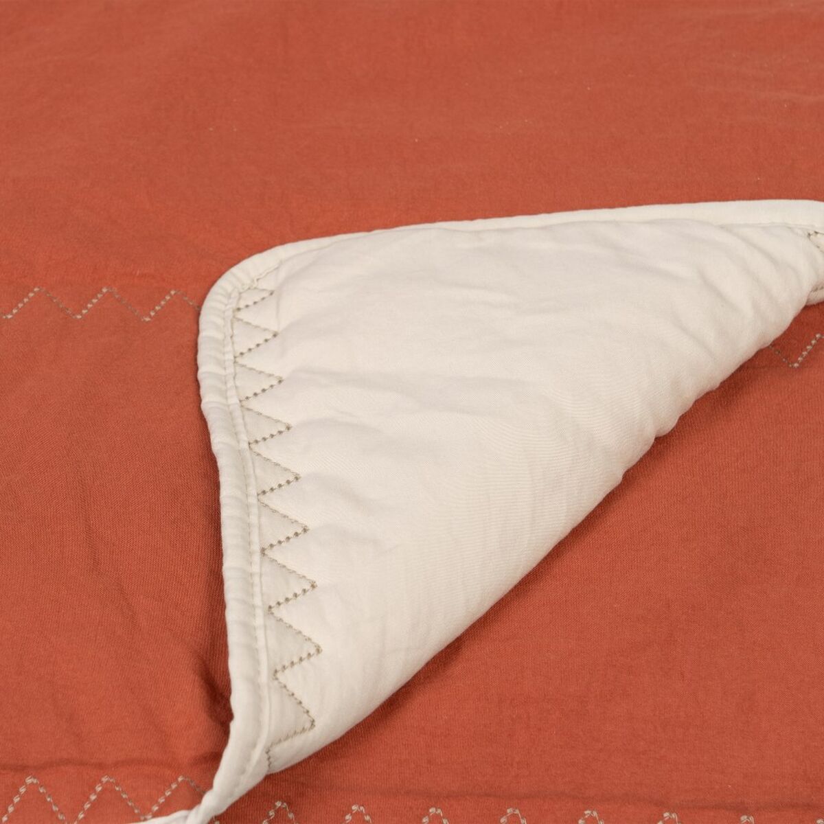 Sängöverdrag 270 x 280 cm Beige Mörkröd - 10