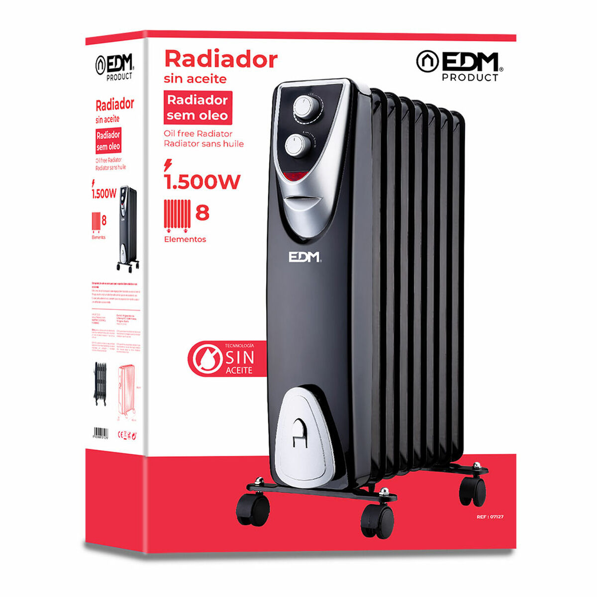 Värmeelement EDM 07127 Black Edition Svart/Grå 1500 W - 3