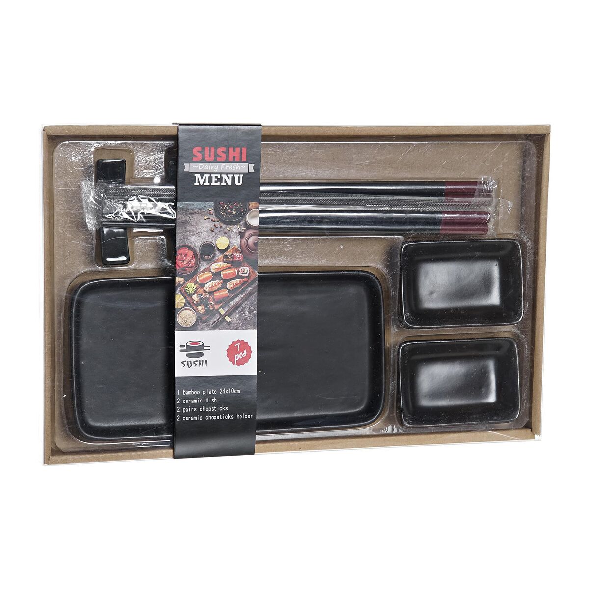 Sushiset DKD Home Decor Svart Bambu Stengods (31,3 x 19,3 x 2,7 cm) - 4