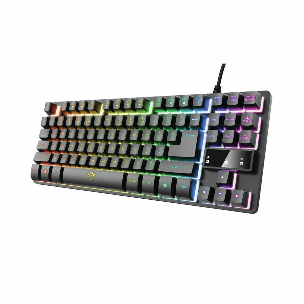 Tangentbord Trust Svart Svart/Silvrig Qwerty Spanska (Renoverade B)