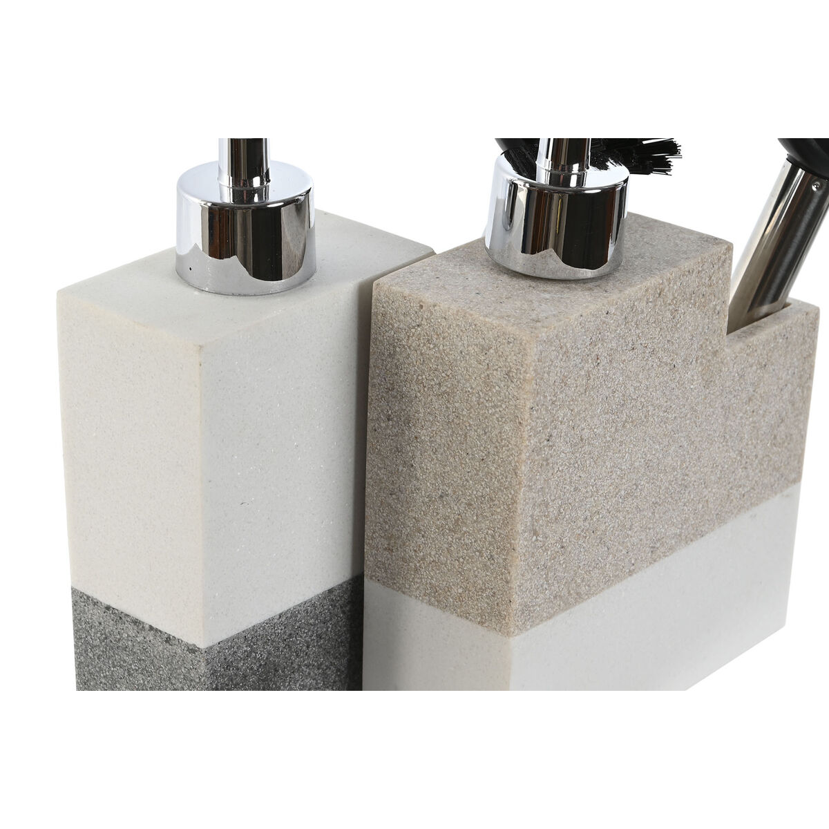 Skurborste med handtag och tvålutmatare Home ESPRIT Vit Beige Grå 11 x 9,3 x 16,6 cm (2 antal) - 3