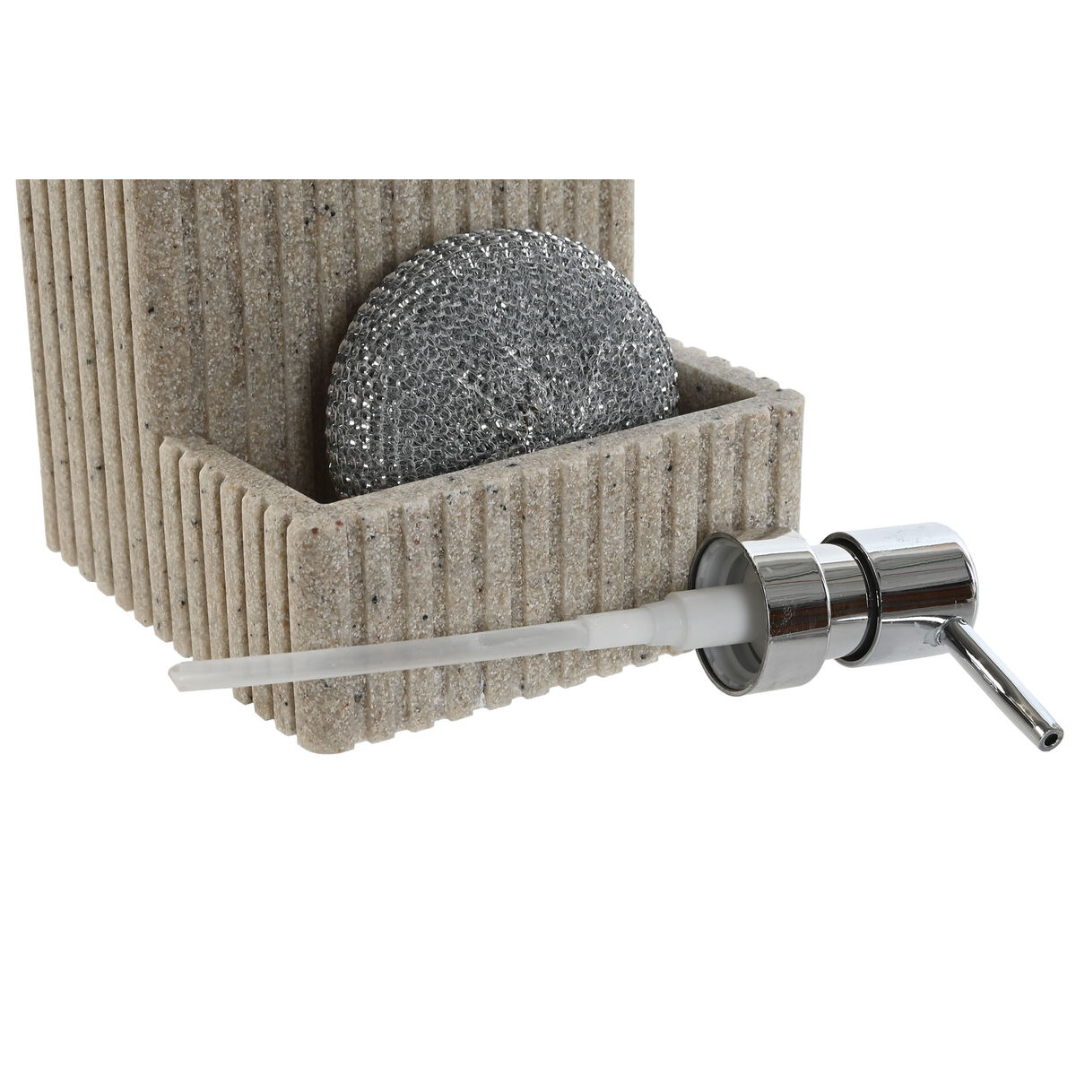 Skurborste med handtag och tvålutmatare Home ESPRIT Vit Beige 11,5 x 11,5 x 18 cm (2 antal) - 2