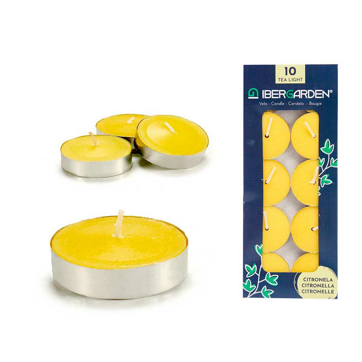 Set med levande ljus Ibergarden Gul Metall Vax Citronella 7,5 x 19 x 1,5 cm (24 antal) - 2