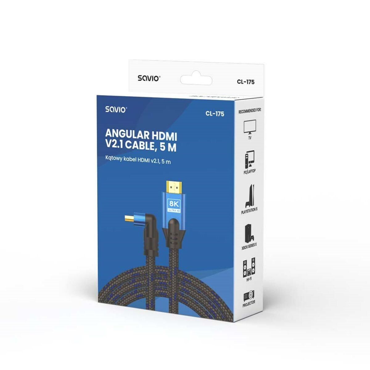 Kabel HDMI Savio CL-175 Blå Svart 5 m - 3