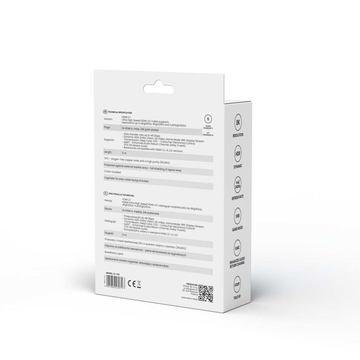 Kabel HDMI Savio CL-175 Blå Svart 5 m - 2