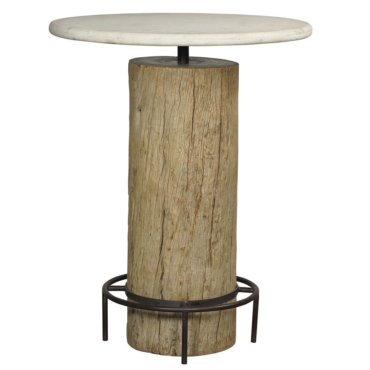 Bord Home ESPRIT Vit Naturell Marmor teakträ 90 x 90 x 114 cm