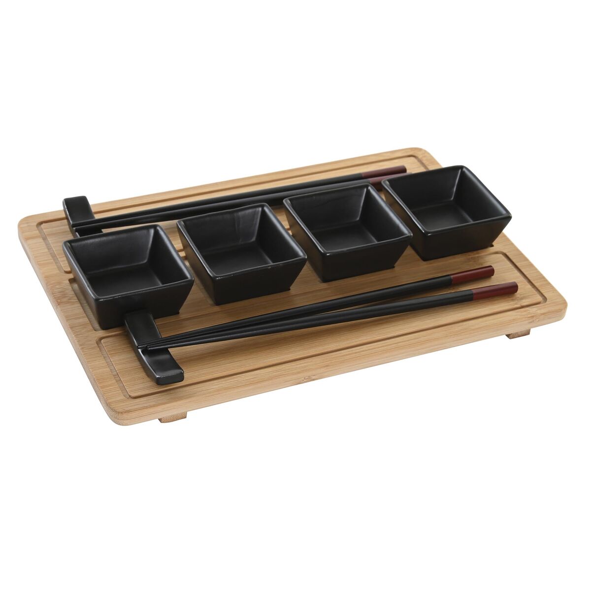 Sushiset DKD Home Decor Naturell Svart Bambu Stengods Orientalisk