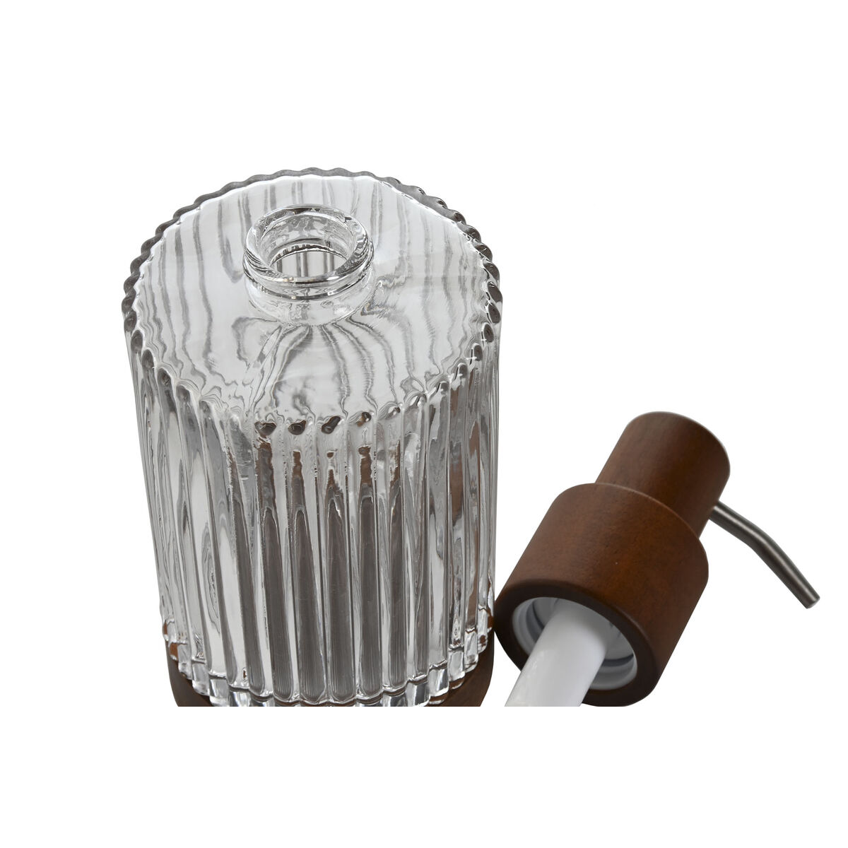 Tvåldispenser Home ESPRIT Brun Transparent Aluminium Glas Akaciaträ 8 x 7,5 x 18,5 cm - 2