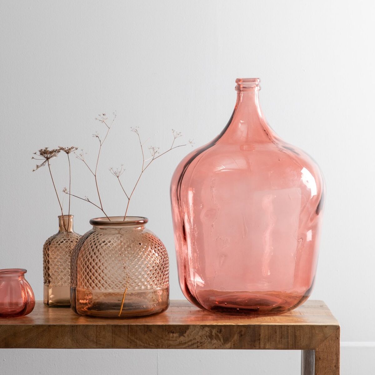 Dekorativ karaff 36,5 x 36,5 x 56 cm Rosa återvinningsglas - 5