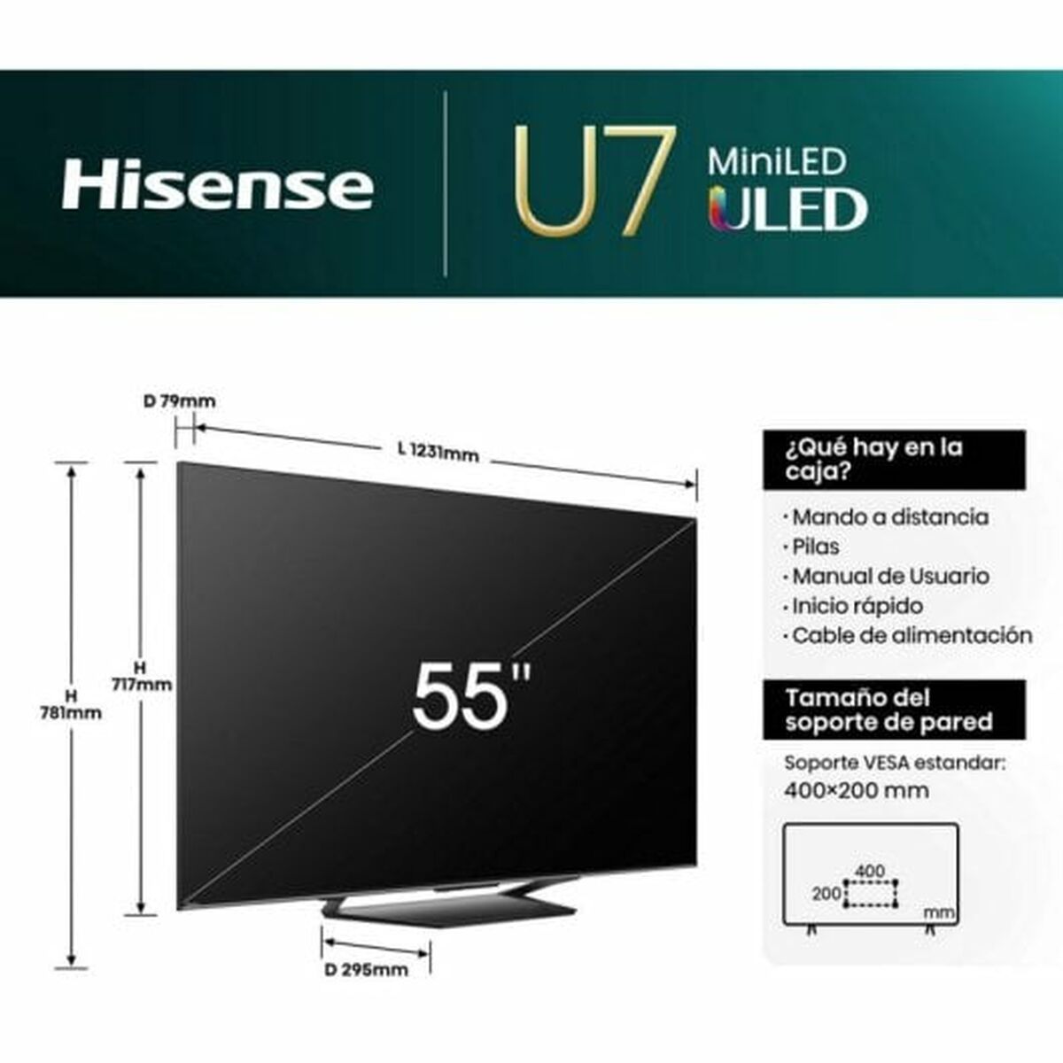 Smart TV Hisense 55U7NQ 4K Ultra HD 55" LED HDR - 3