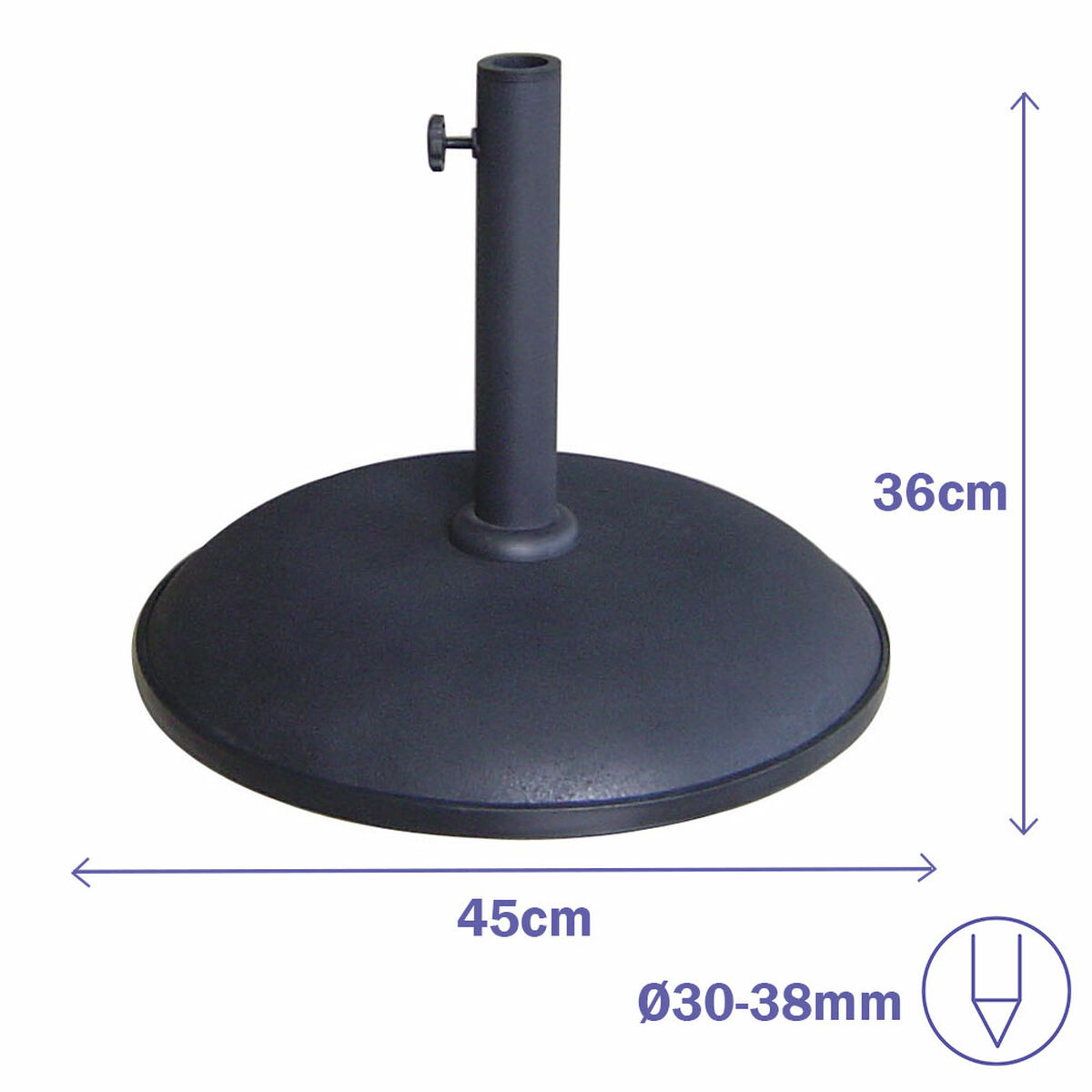 Parasollfot Marbueno Svart 45 x 36 x 45 cm Rund - 2