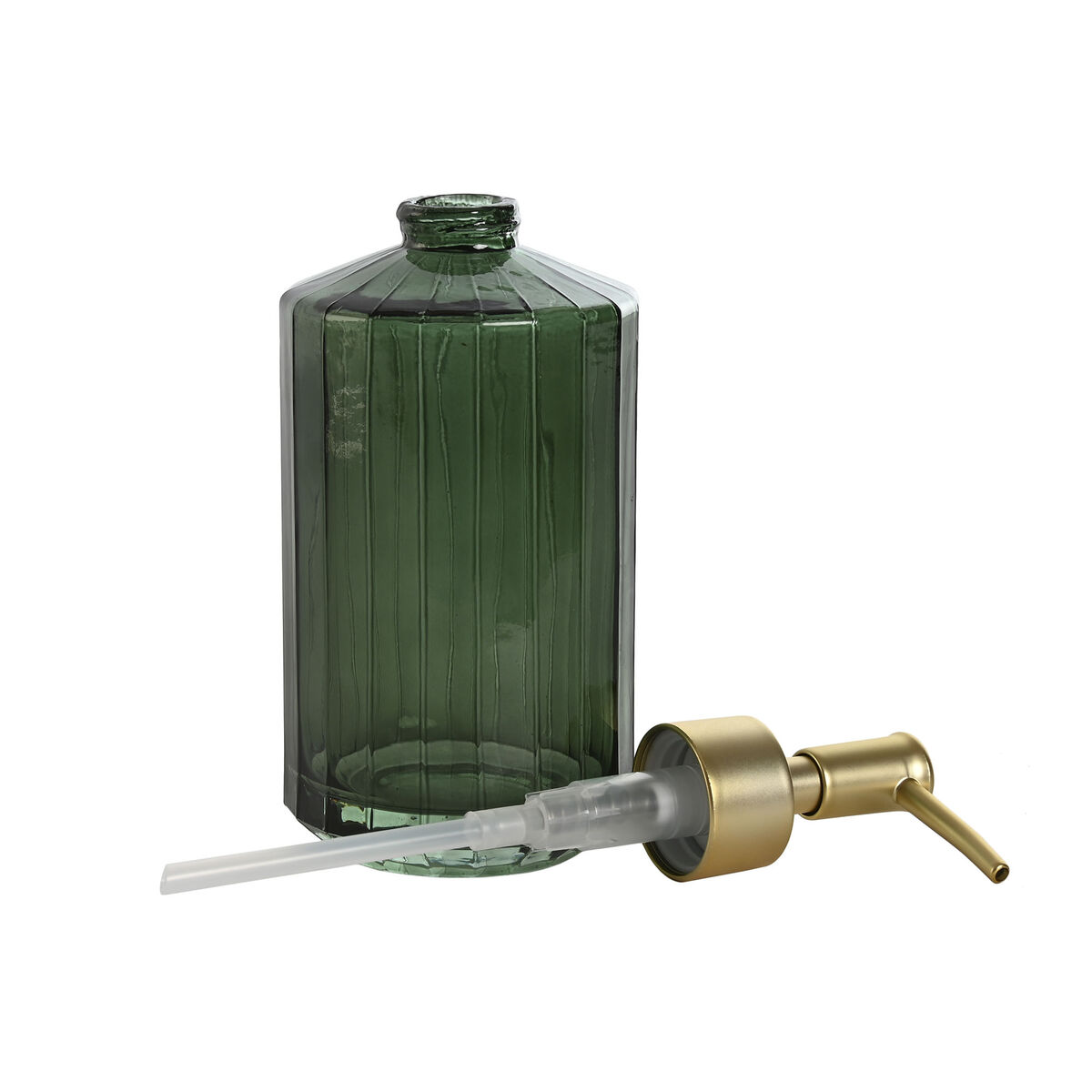 Tvåldispenser Home ESPRIT Grön Gyllene Aluminium Glas ABS 8 x 8 x 19,5 cm - 2