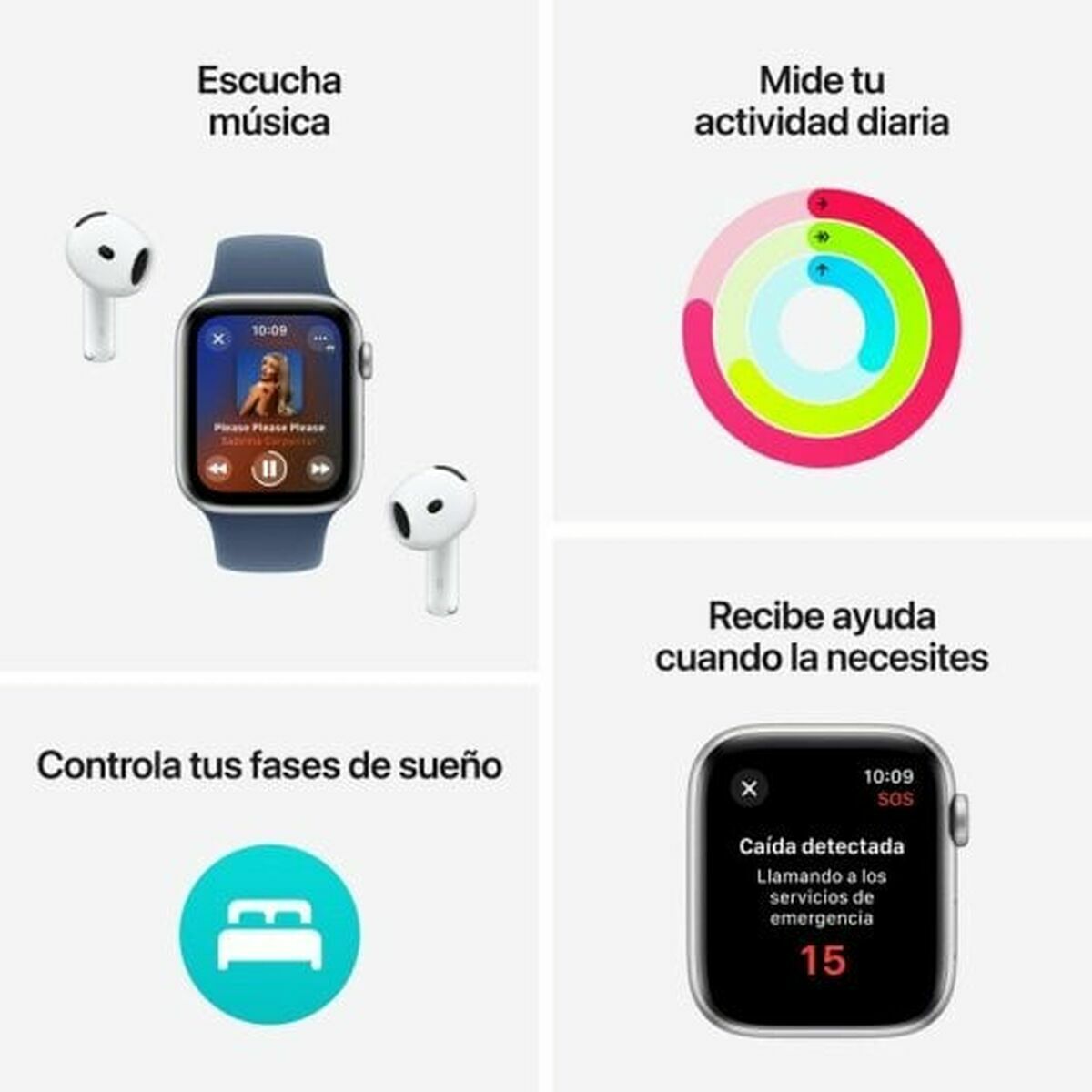 Smartklocka Apple Watch SE 1,78" Blå Silvrig Ø 44 mm - 3