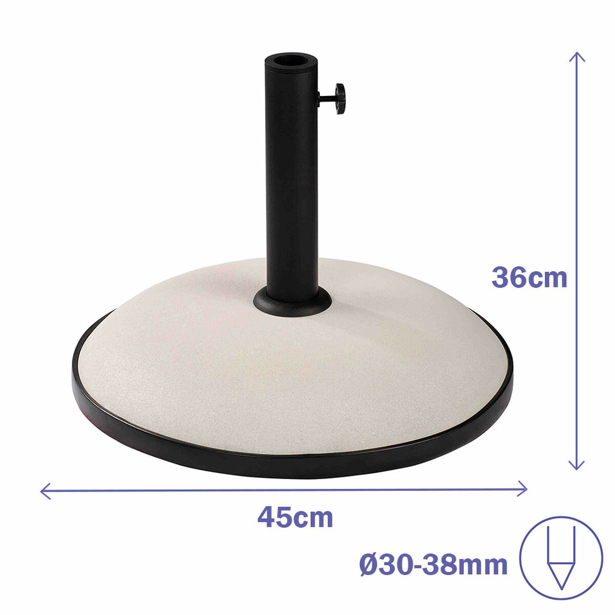 Parasollfot Marbueno Vit 45 x 36 x 45 cm Rund - 2