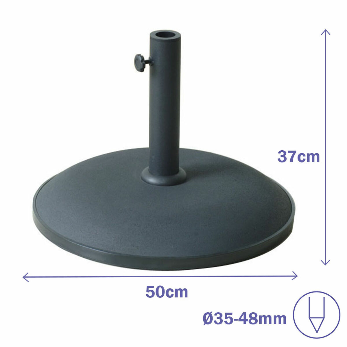 Parasollfot Marbueno Svart 50 x 37 x 50 cm Rund - 2