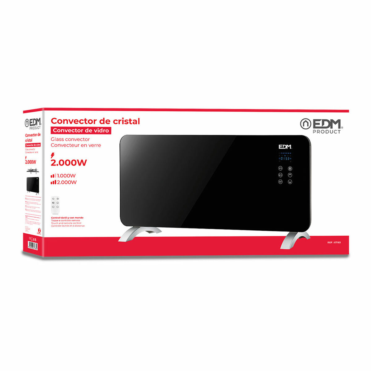 Konvektionselement EDM 07183 07183 Svart 2000 W - 4