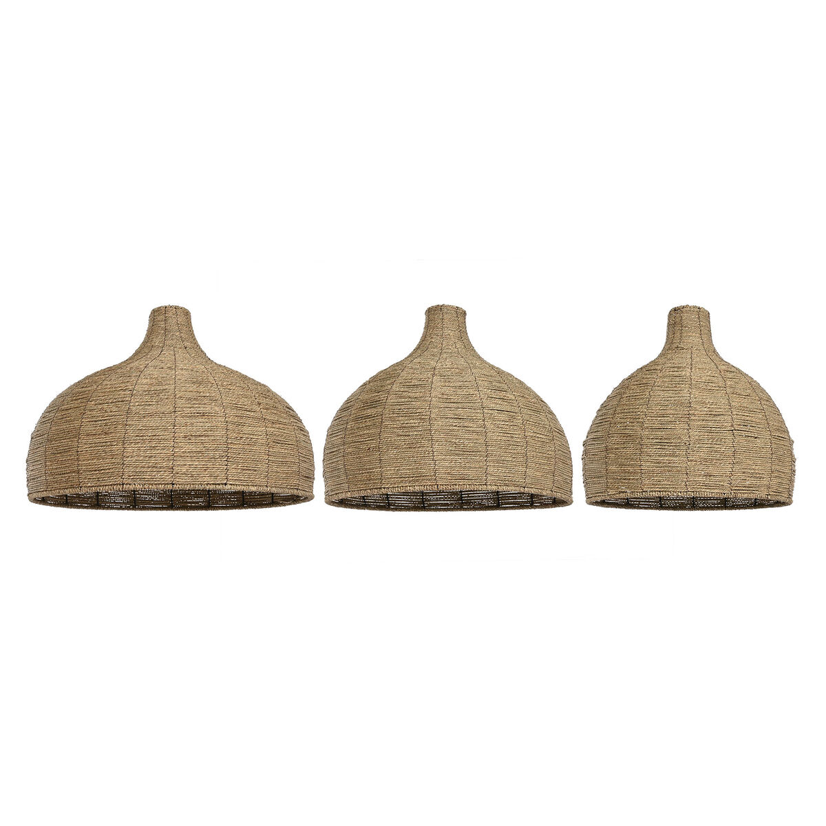 Lampskärm Home ESPRIT Brun Fibrer Naturell 70 x 70 x 50 cm (3 Delar)