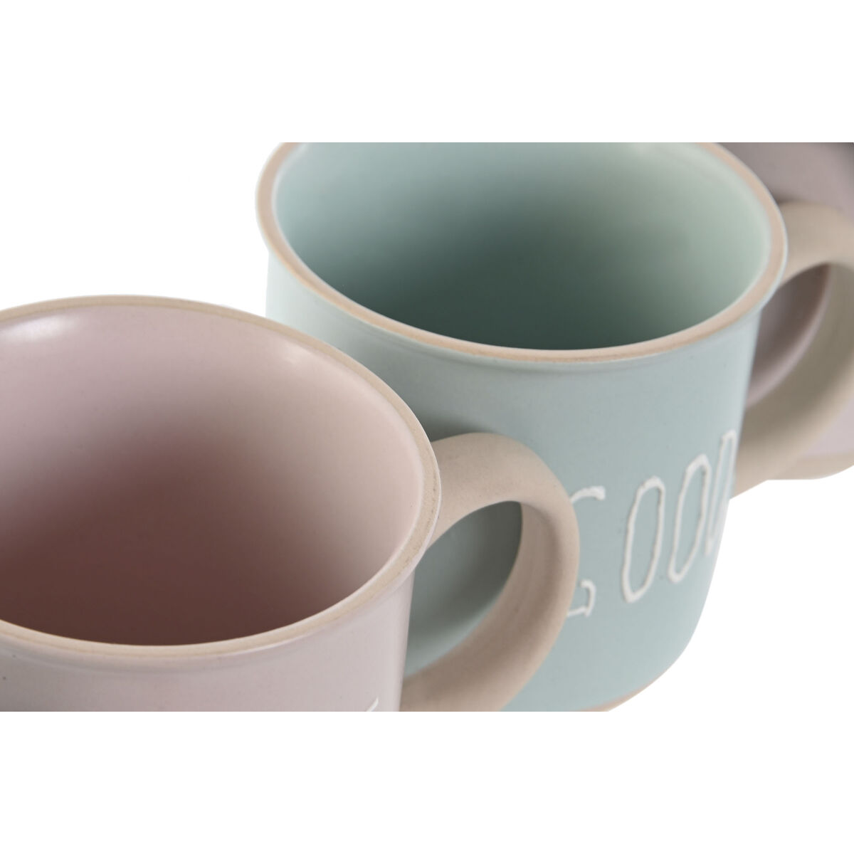 Set med kaffekoppar Home ESPRIT Blå Rosa Stengods 180 ml - 2