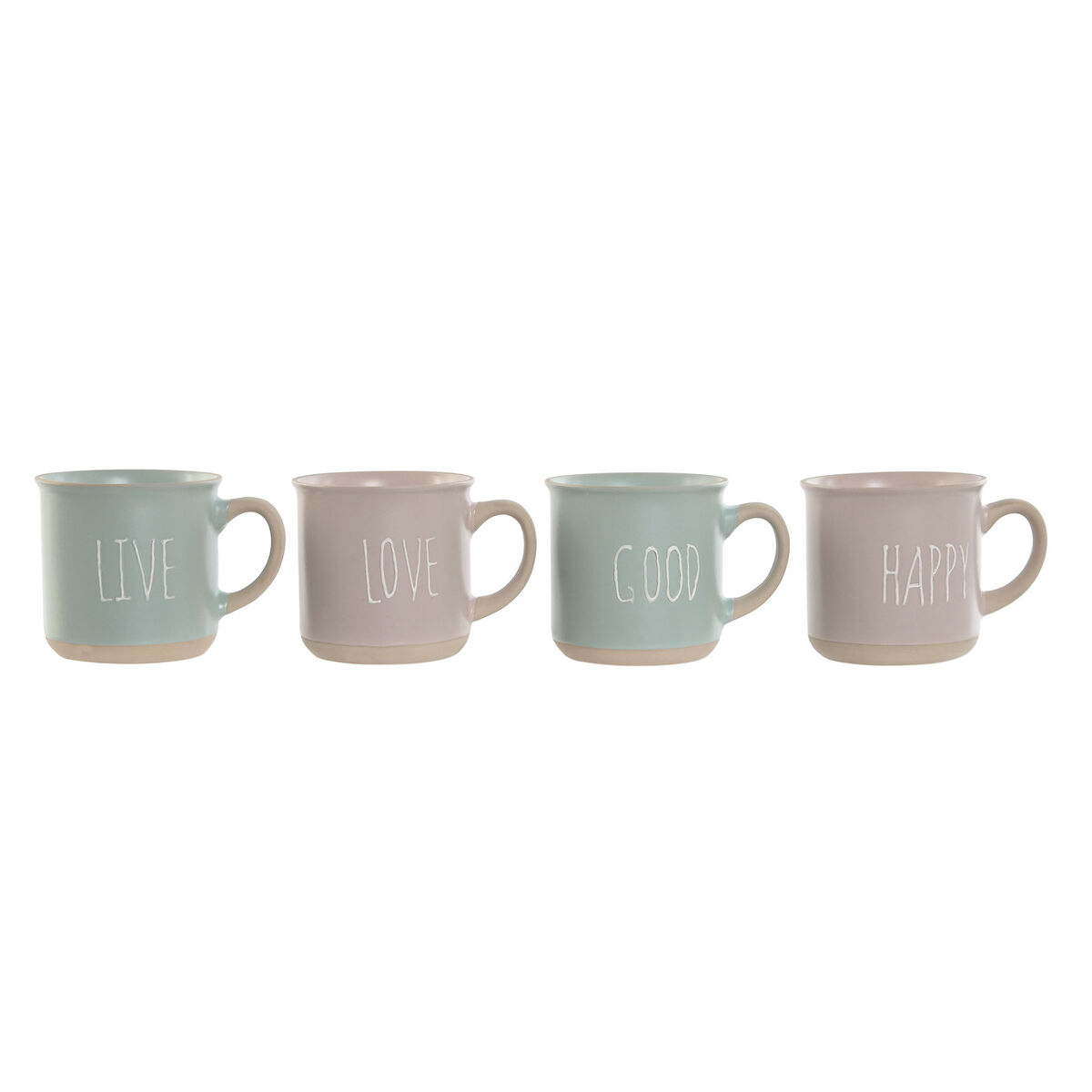 Set med kaffekoppar Home ESPRIT Blå Rosa Stengods 180 ml