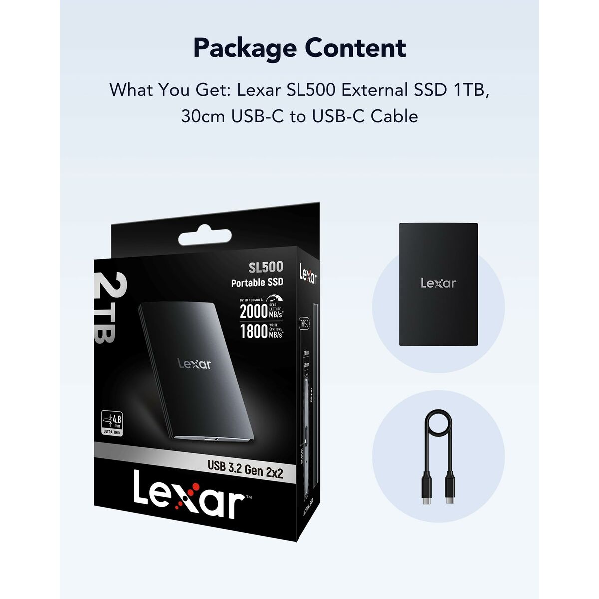 Extern Hårddisk Lexar LSL500X001T-RNBNG 1 TB SSD 2,5" - 6