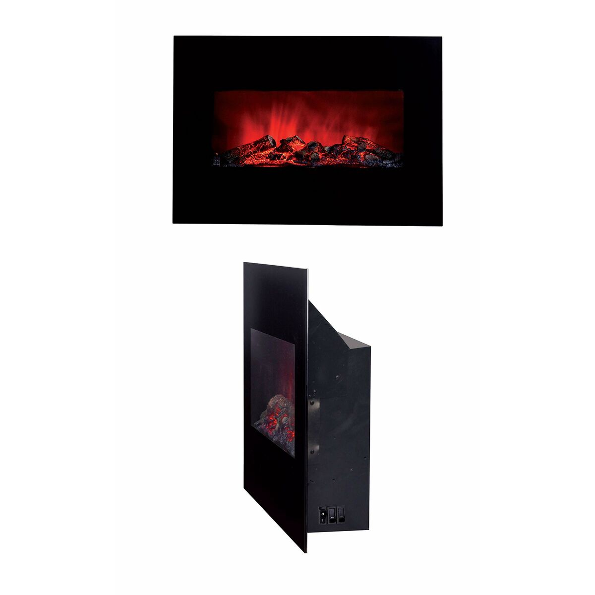 Dekorativ och elektrisk öppen spis för vägg Classic Fire Memphis Svart 1800 W 66 x 13 x 46 cm - 5