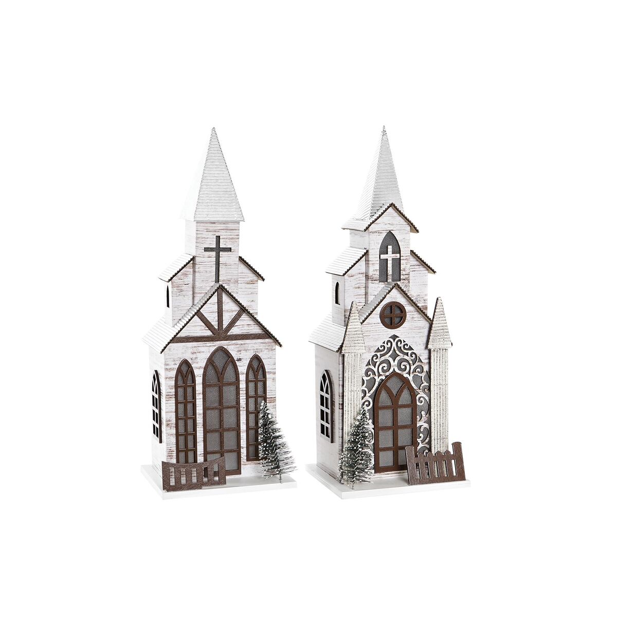 Julgranskula DKD Home Decor Kyrka MDF (12,5 x 11 x 33 cm) (2 antal)