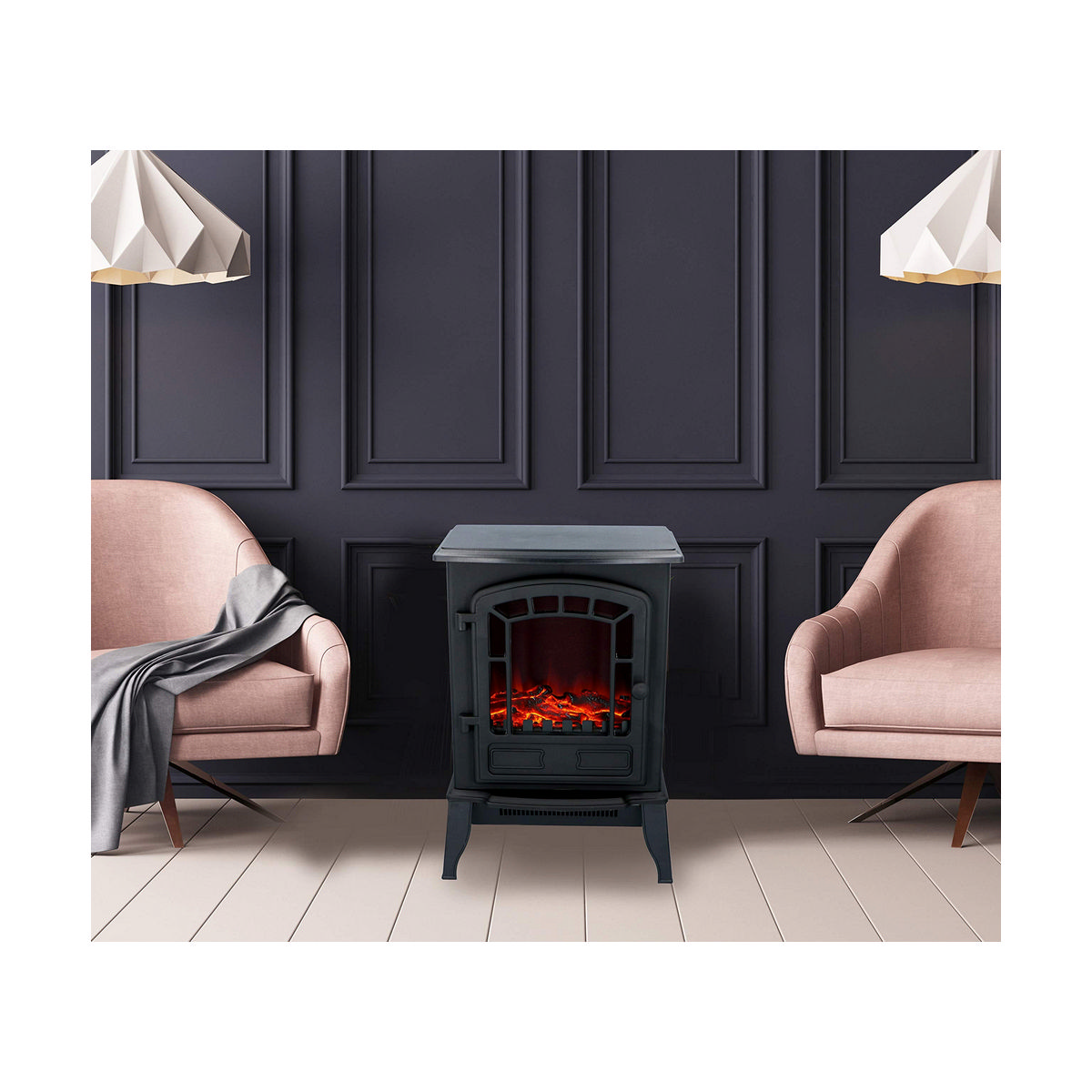 Dekorativ och elektrisk öppen spis för vägg Classic Fire Torino Svart 2000 W 56,5 x 24 x 38 cm - 14