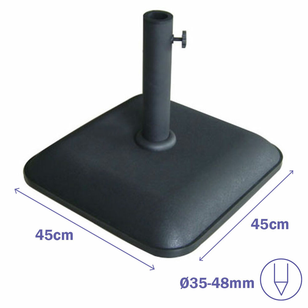Parasollfot Marbueno Svart 45 x 7 x 45 cm Fyrkantig - 2