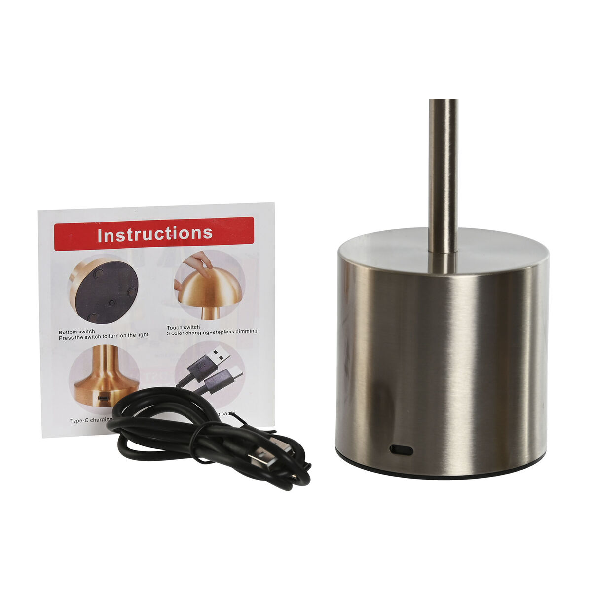 Bordslampa Home ESPRIT Koppar Gyllene Silvrig 8 x 8 x 34 cm (3 antal) - 3