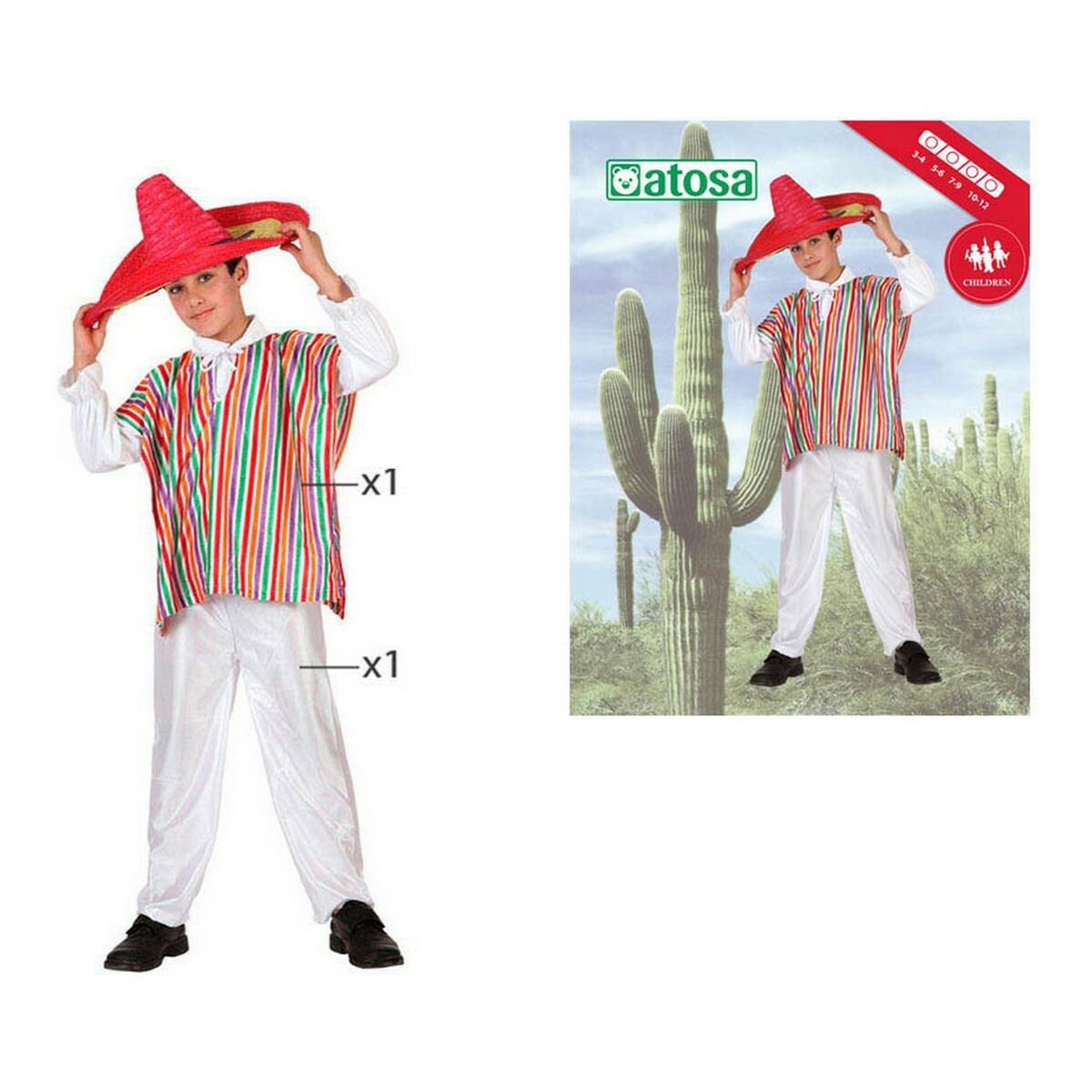 Maskeraddräkt för barn 69852 Multicolour 7-9 år Mexikanare (2 Delar) - 6