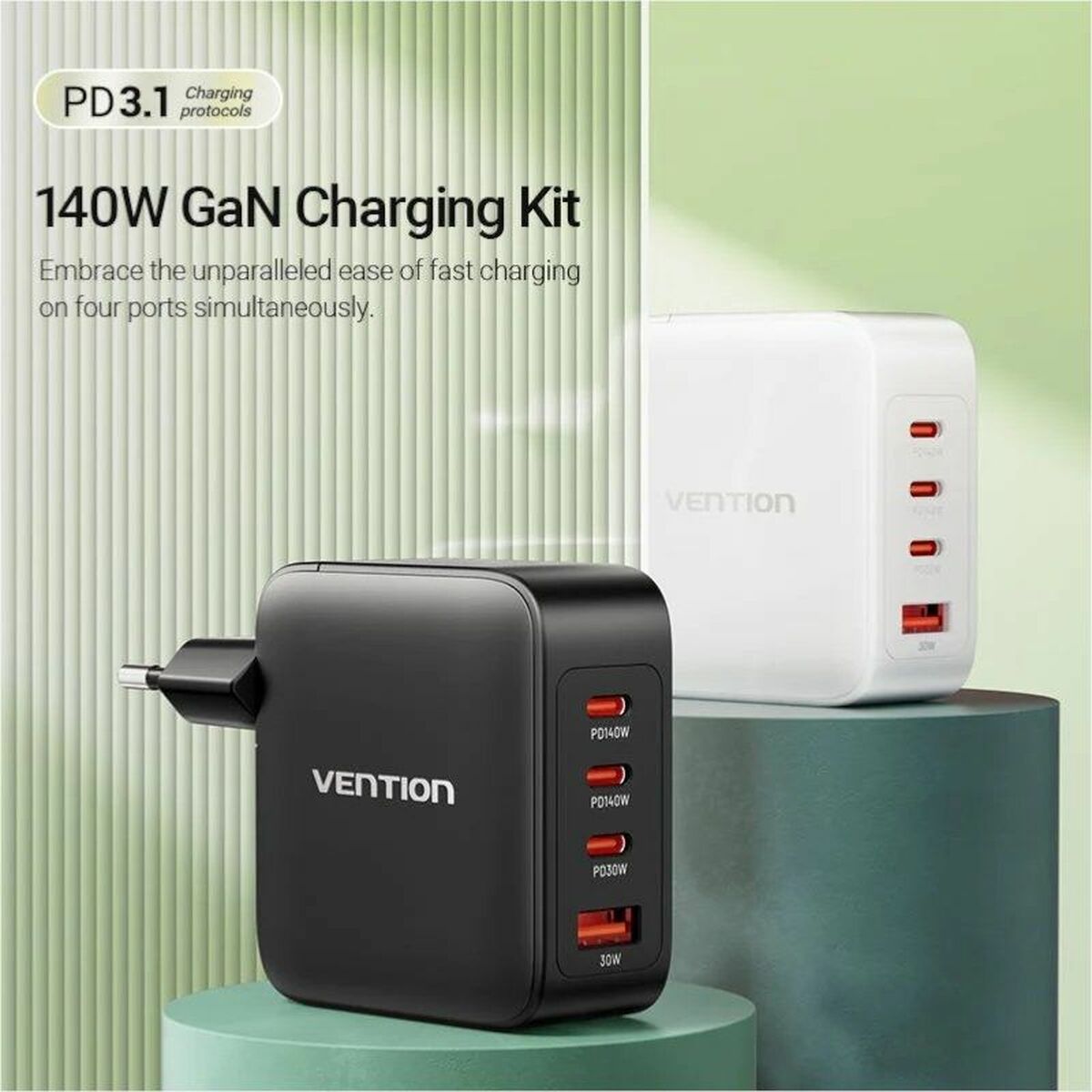 Väggladdare Vention FEIB0-EU Svart 140 W - 2