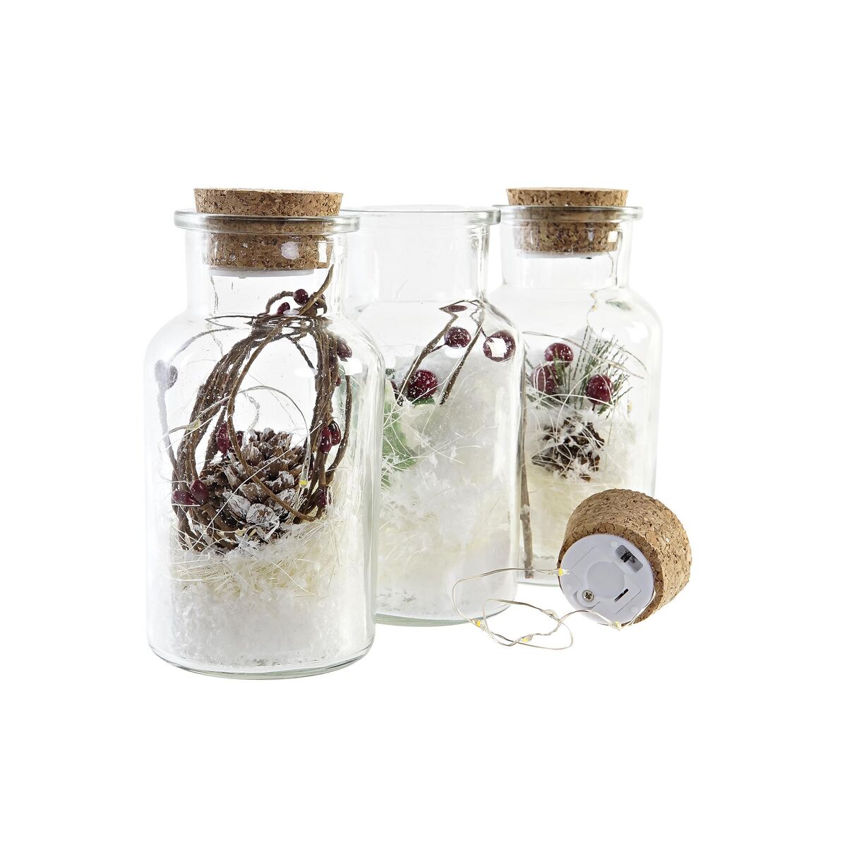 Belysning dekoration DKD Home Decor Jul Naturell (6 x 6 x 14 cm) (3 antal) - 2