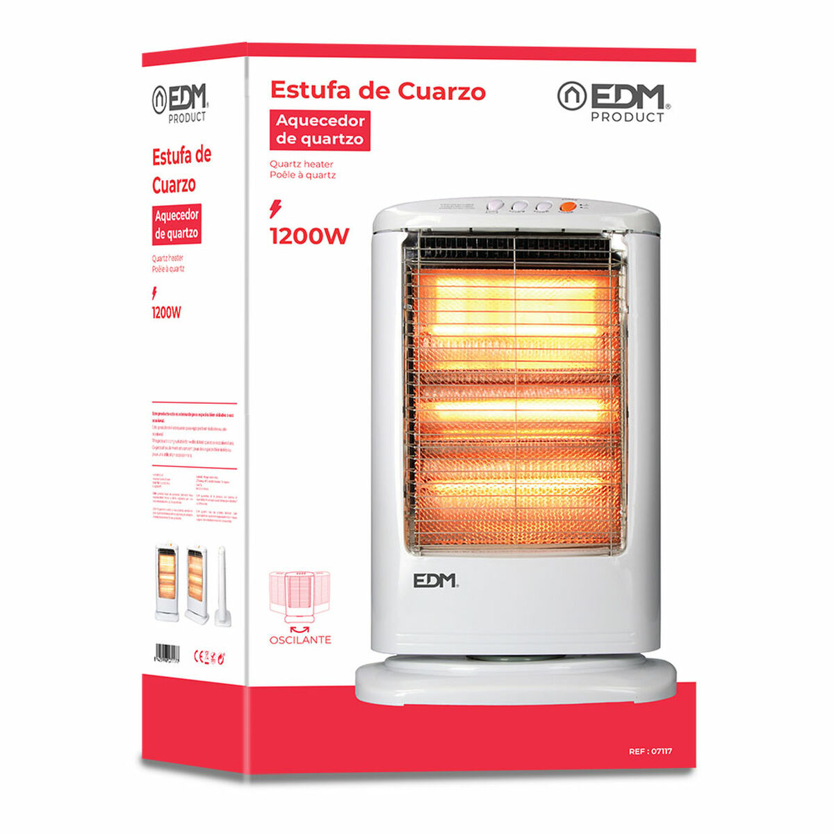 Kvartsvärmare EDM 07117 07117 Vit 1200 W - 5