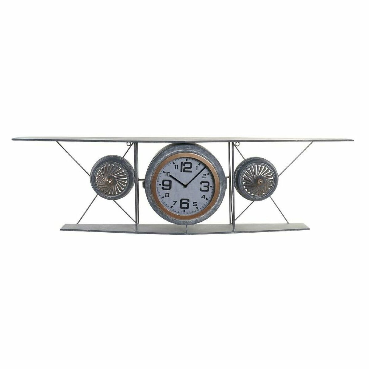 Väggklocka DKD Home Decor Glas Järn Flygplan Trä MDF Mörkgrå (120 x 21 x 33.5 cm) - 3