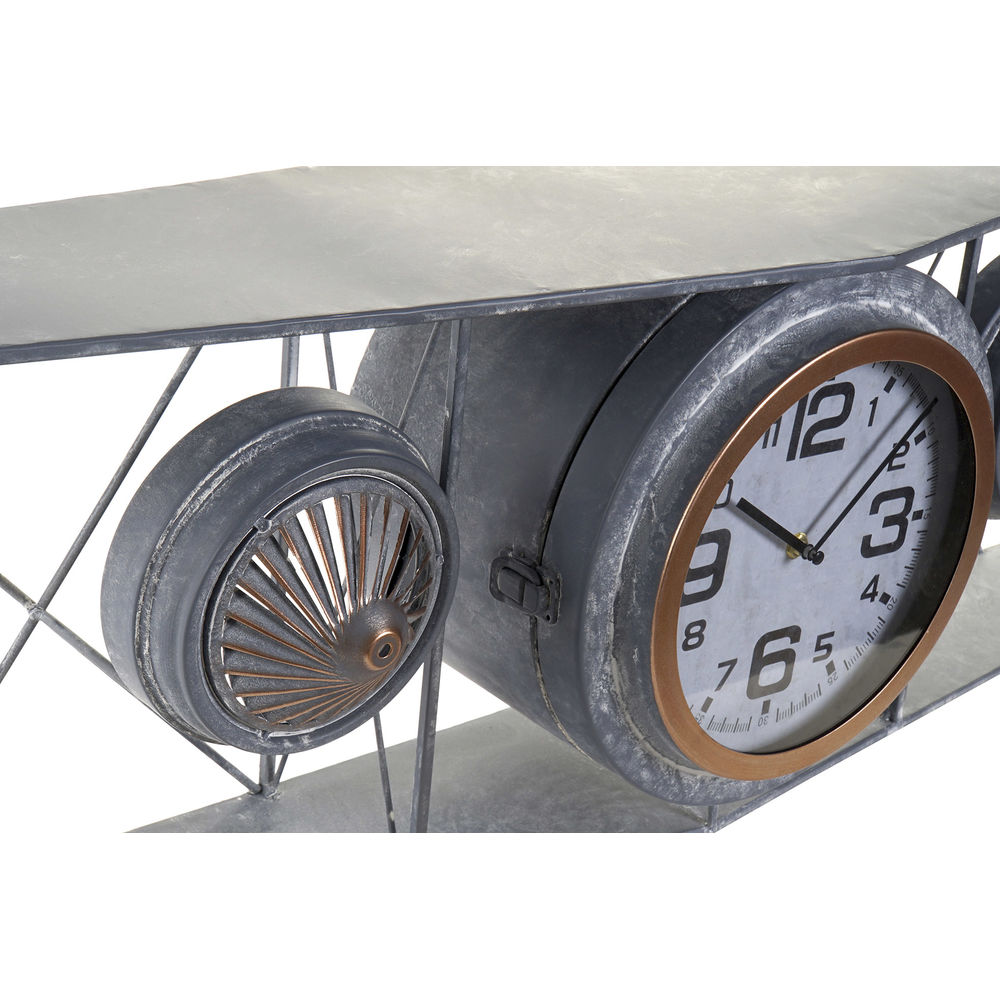 Väggklocka DKD Home Decor Glas Järn Flygplan Trä MDF Mörkgrå (120 x 21 x 33.5 cm) - 2