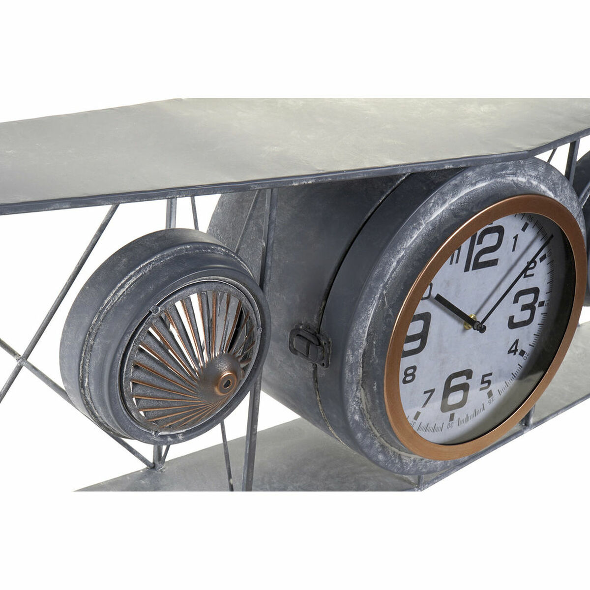 Väggklocka DKD Home Decor Glas Järn Flygplan Trä MDF Mörkgrå (120 x 21 x 33.5 cm) - 6