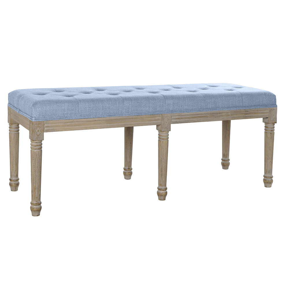 Sittpall DKD Home Decor   Blå Polyester linne Gummiträ (122 x 41 x 48 cm)