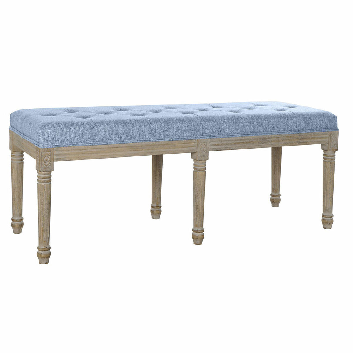 Sittpall DKD Home Decor   Blå Polyester linne Gummiträ (122 x 41 x 48 cm) - 2