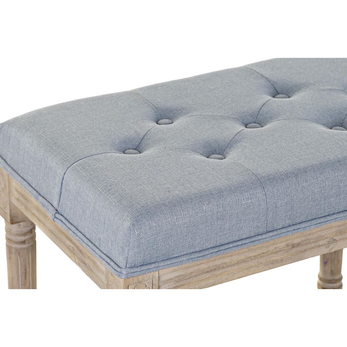 Sittpall DKD Home Decor   Blå Polyester linne Gummiträ (122 x 41 x 48 cm) - 8