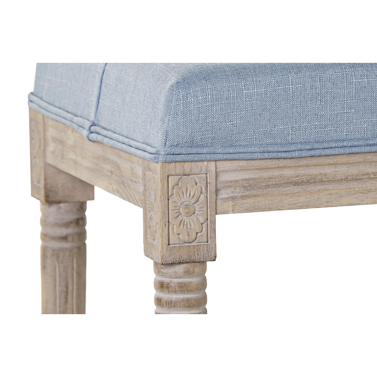 Sittpall DKD Home Decor   Blå Polyester linne Gummiträ (122 x 41 x 48 cm) - 4