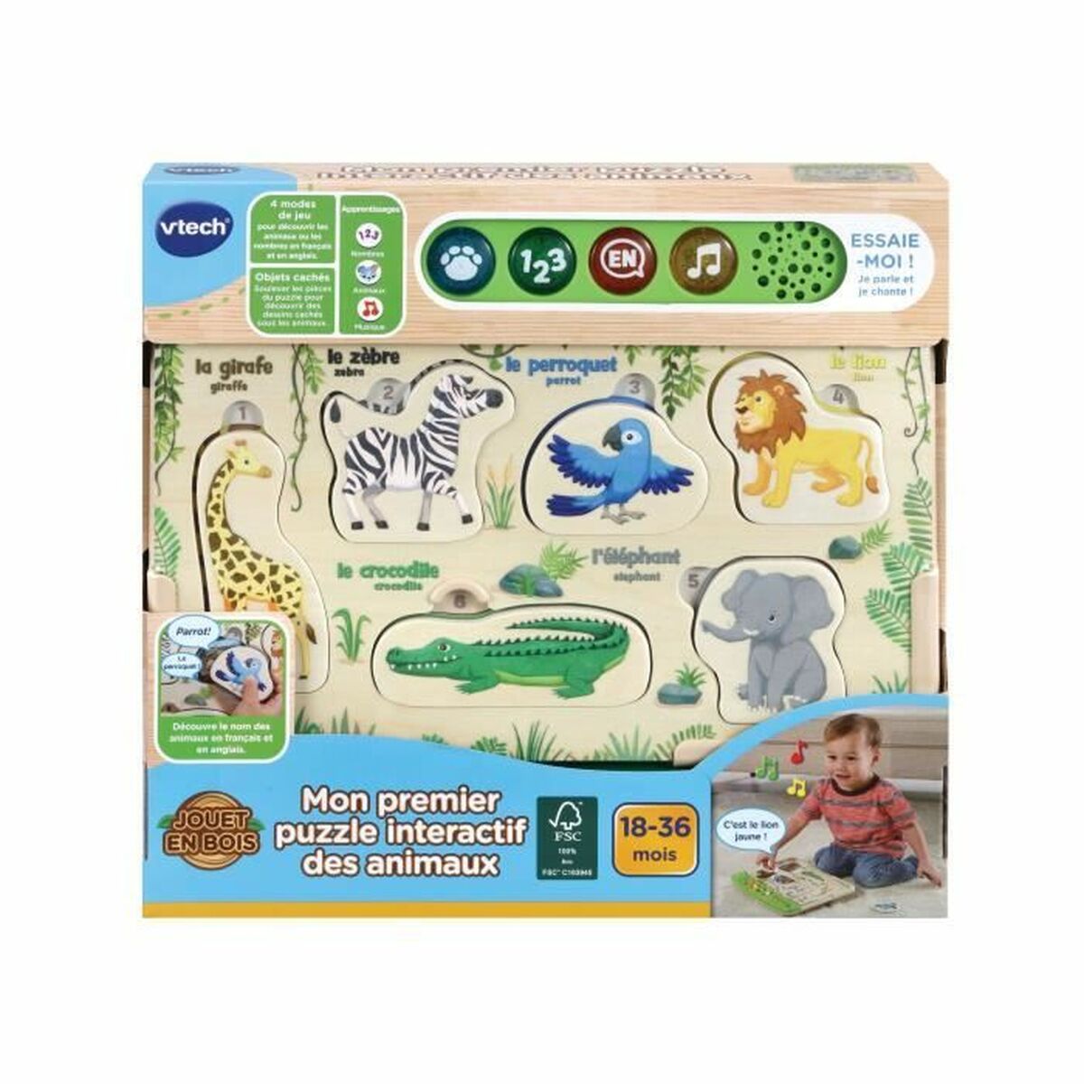 Barnpussel i trä Vtech Baby Pussel Trä djur - 3
