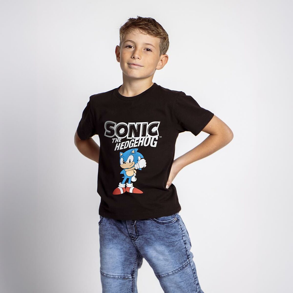 Barn T-shirt med kortärm Sonic Svart - 6