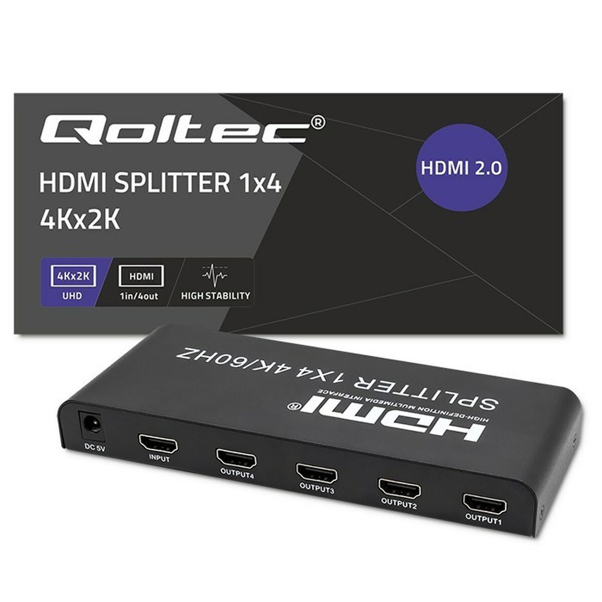 HDMI-Brytare Qoltec 51799 Svart - 2