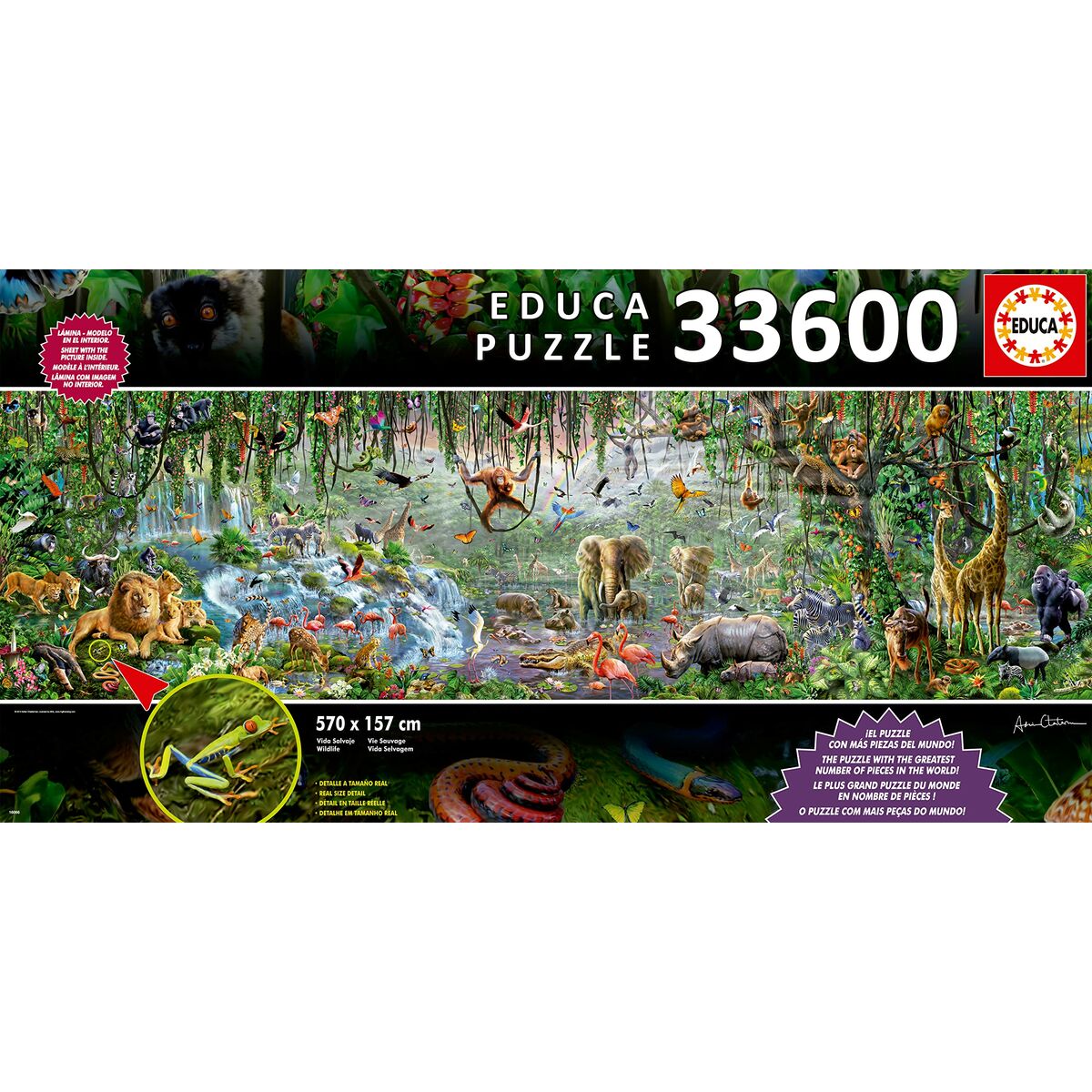 Pussel Educa 16066.0 The Wild Life (FR) 33600 Delar 570 x 157 cm - 4