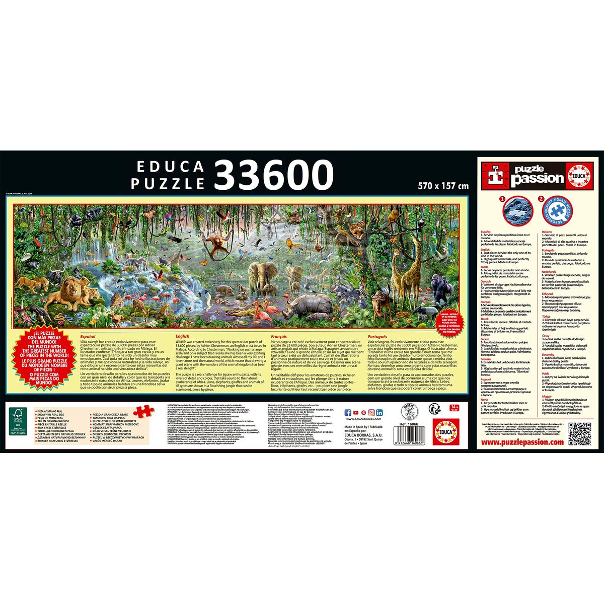 Pussel Educa 16066.0 The Wild Life (FR) 33600 Delar 570 x 157 cm - 3