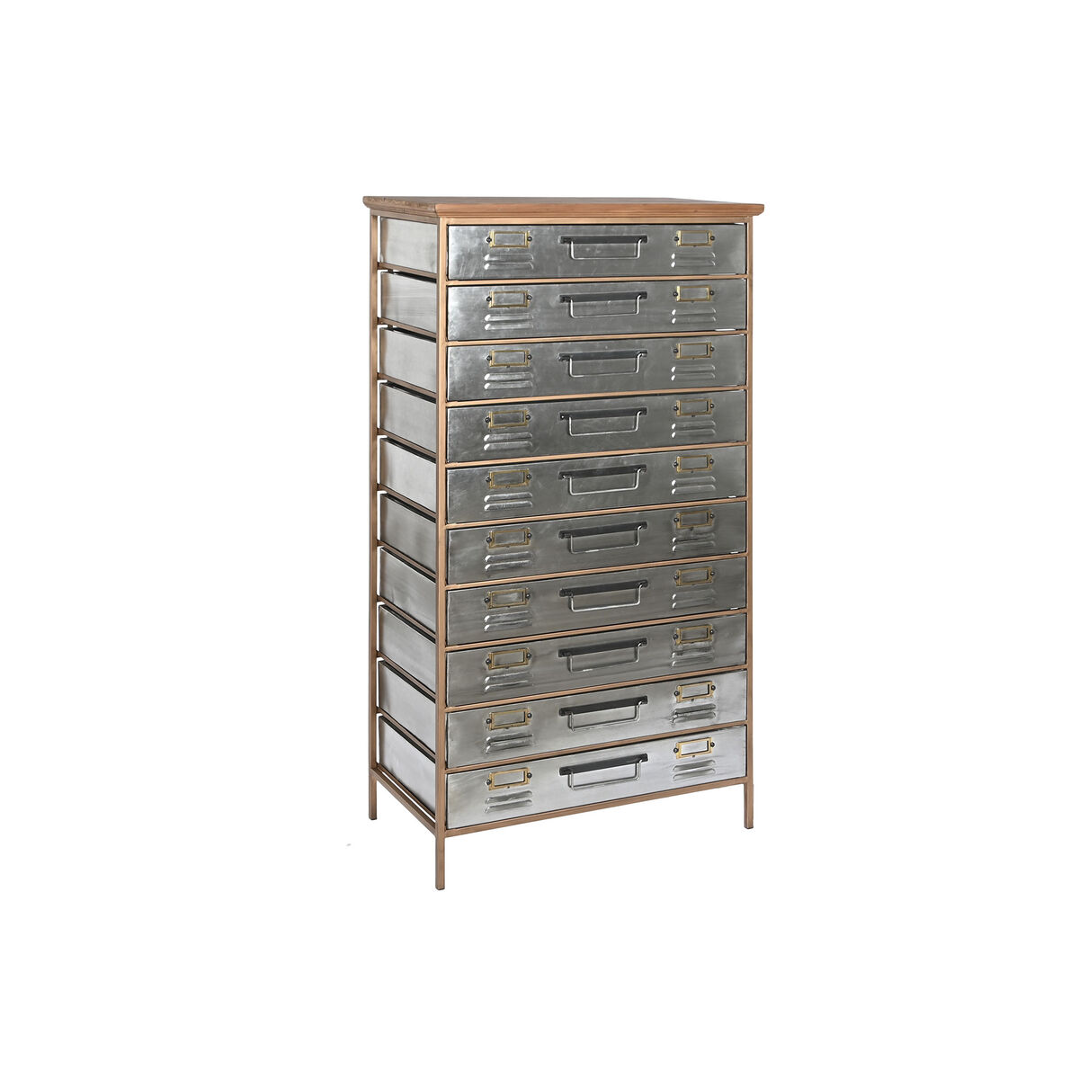 Byrå Home ESPRIT Brun Grå Silvrig Naturell Metall Gran Loft 66 x 33,5 x 121 cm