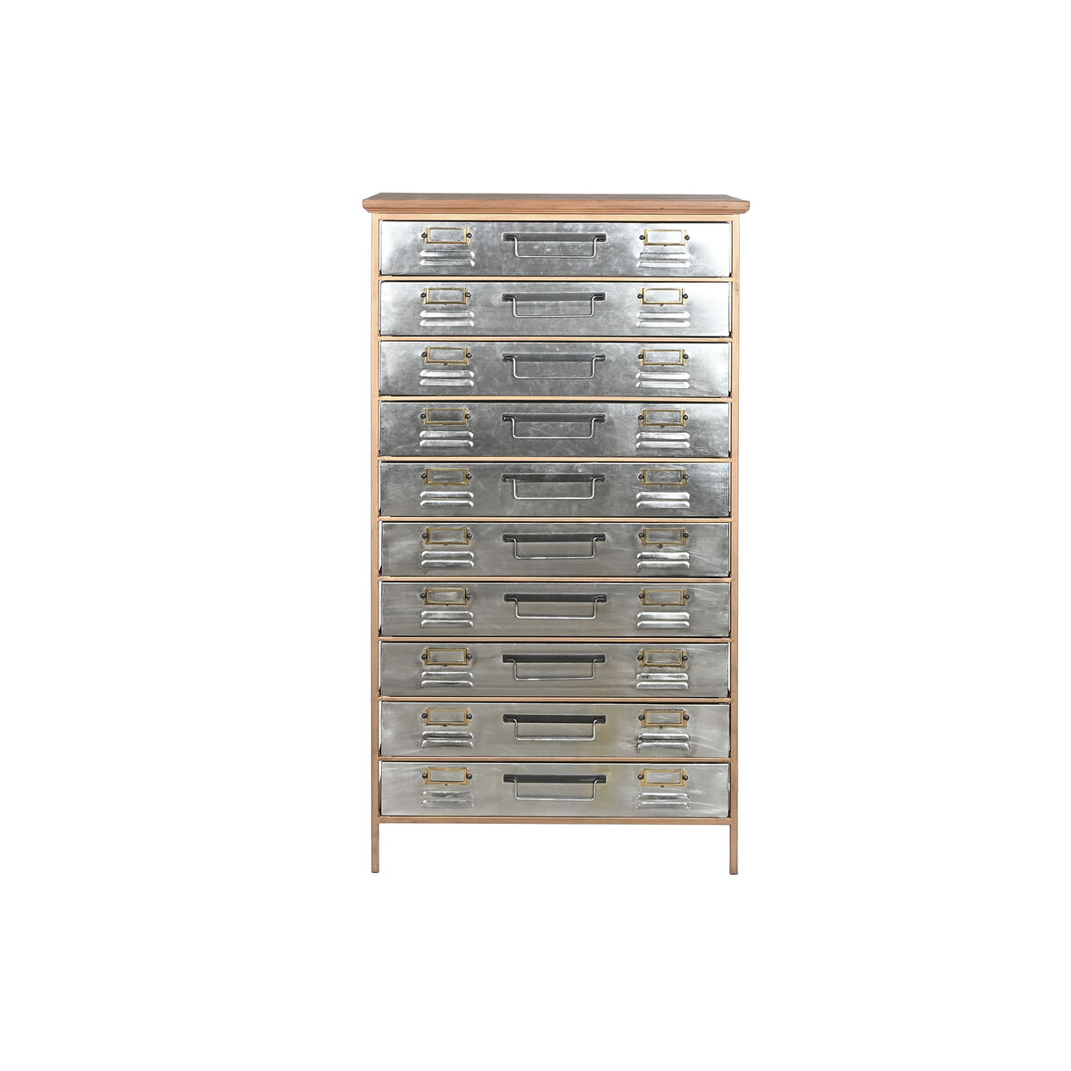 Byrå Home ESPRIT Brun Grå Silvrig Naturell Metall Gran Loft 66 x 33,5 x 121 cm - 4